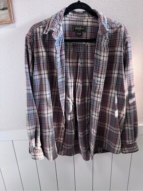 Eddie Bauer Lightweight Plaid Button-Down Shirt - Blue, Red & White